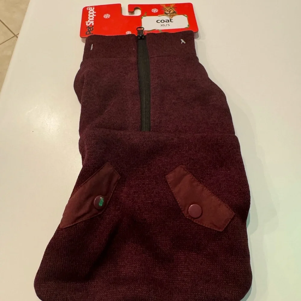 Cozy Maroon Dog Coat - Zip Front Size XS / Small